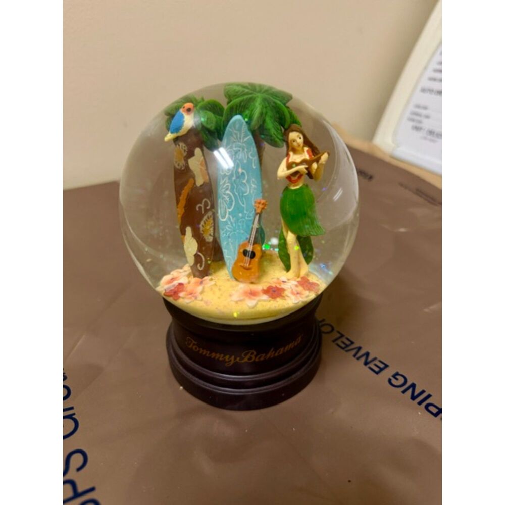 Tommy Bahama Tropical Hula Girl & Surfboard Snow Globe